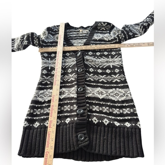 G.H. Bass Cardigan Sweater Tunic Small Deep V-neck Cotton Blend Nordic FairIsle - Picture 9 of 12